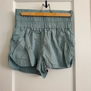 Free People Sage Green Elastic-Waist Athletic Shorts